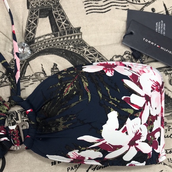 Tommy Hilfiger Tropical Orchid Bandeau Swim Top - Picture 4 of 6